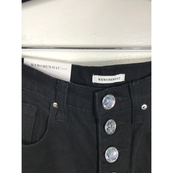 WEWOREWHAT NWT Danielle Black Crystal Button Straight Leg Jean Womens 26 Preppy - Picture 7 of 13